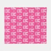 Gepersonaliseerde naam Monogrammed Star Pink Fleece Deken (Voorkant (Horizontaal))