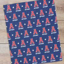 Gepersonaliseerde naam Monogrammed Star Red Navy