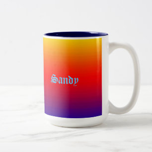 Gepersonaliseerde naam Multicolour Geel Sinaasappe Tweekleurige Koffiemok