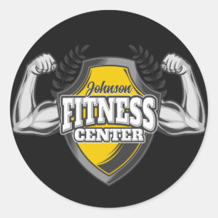 Gepersonaliseerde NAAM Musea Fitness Trainer Gym Ronde Sticker