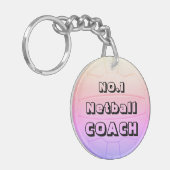 Gepersonaliseerde naam Netball Coach Sleutelhanger (Voorkant Links)