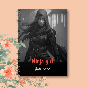 Gepersonaliseerde naam Ninja Meisje Notitieboek