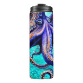 Gepersonaliseerde naam Octopus Blue Ocean Wave Abs Thermosbeker (Voorkant)