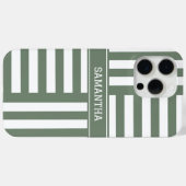 Gepersonaliseerde naam Olive Green White Stripes C Case-Mate iPhone Case (Achterkant (horizontaal))