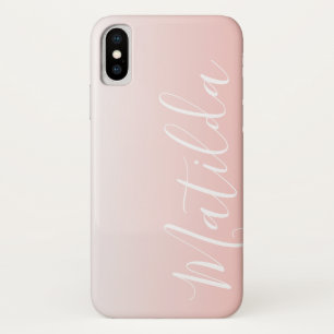 Gepersonaliseerde naam Ombre Peach roze plain iPhone X Hoesje