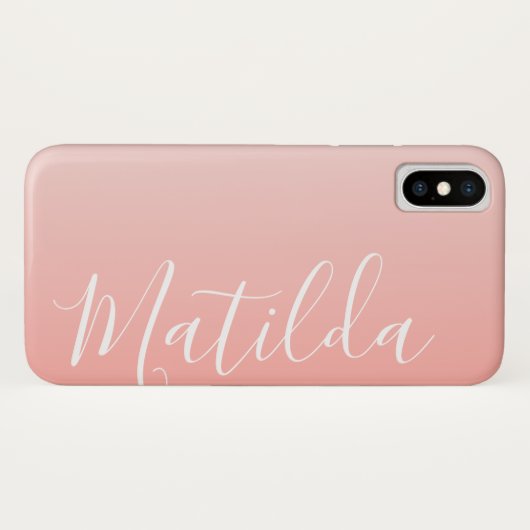 Gepersonaliseerde naam Ombre Peach roze plain Case-Mate iPhone Case (Achterkant (horizontaal))