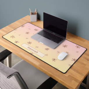 Gepersonaliseerde naam Ombre Roze Gele Bloemen Sch Bureaumat