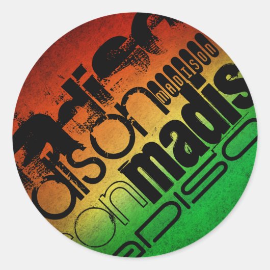 Gepersonaliseerde naam op Neon Sinaasappel Geel & Ronde Sticker (Voorkant)