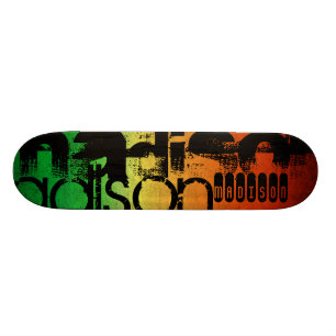 Gepersonaliseerde naam op Neon Sinaasappel Geel & Skateboard