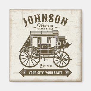Gepersonaliseerde NAAM Oud Western Stagecoach Carr Magneet