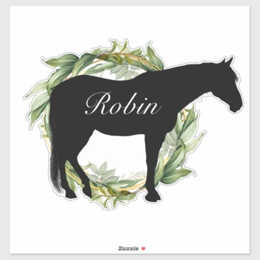 Gepersonaliseerde naam paard silhouet sticker (Vel)