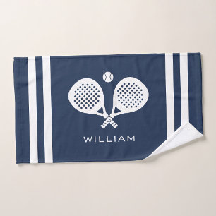 Gepersonaliseerde naam Padel Tennis Navy Blue Stri Handdoek