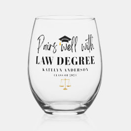 Gepersonaliseerde naam Pairs goed met Law Degree Wijnglas Zonder Voet