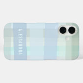 Gepersonaliseerde naam Pastel, check Plaid Blue Sa Case-Mate iPhone Case (Achterkant (horizontaal))