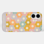Gepersonaliseerde naam  Pastel Hexagon Floral Case-Mate iPhone Case (Achterkant (horizontaal))