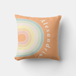 Gepersonaliseerde naam Pastel Rainbow Retro Kussen