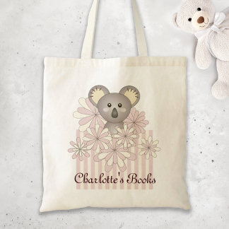 Gepersonaliseerde naam Pastel Roze Schattige Baby Tote Bag