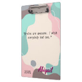 Gepersonaliseerde naam Pastel Wave Kantoor School Klembord (Links)