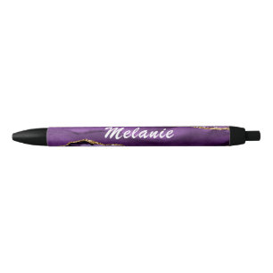 Gepersonaliseerde naam Pen Agaat Paarse gouden mar