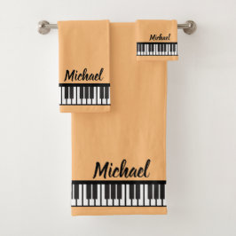 Gepersonaliseerde NAAM Pianist Piano Keys Bad Handdoek