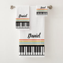 Gepersonaliseerde NAAM Pianist Piano Keys Bad Handdoek