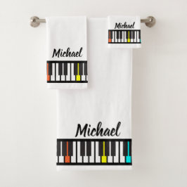 Gepersonaliseerde NAAM Pianist Piano Keys Bad Handdoek