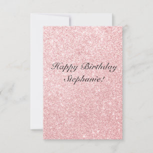 Gepersonaliseerde naam Pink Glitter Verjaardag Kaa Kaart