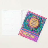 Gepersonaliseerde naam Quote roze bloemige streep Planner (Display)