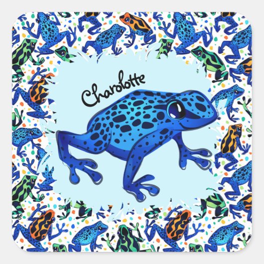 Gepersonaliseerde naam Rainforest Frogs Sticker (Voorkant)