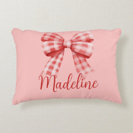 Gepersonaliseerde naam Red Coquette Bow Accent Pil Accent Kussen