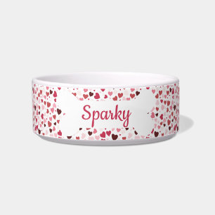Gepersonaliseerde naam Red Hearts Pet Voerbakje