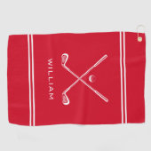 Gepersonaliseerde naam Red Stripes Stijlvol Golfhanddoek (Horizontaal)