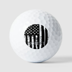 Gepersonaliseerde Naam Retro Amerikaanse Vlag Golf Golfballen