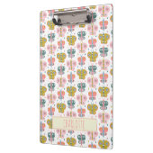 Gepersonaliseerde naam Retro Pink Butterflies Stud Klembord (Links)