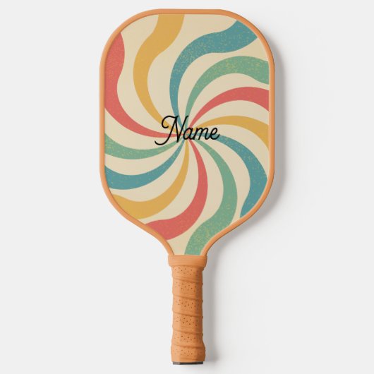 Gepersonaliseerde naam Retro Stripes Typografie Pickleball Paddle (Voorkant)