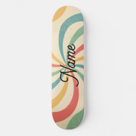 Gepersonaliseerde naam Retro Stripes Typografie Skateboard