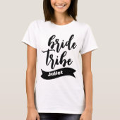 Gepersonaliseerde naam Ribbon Modern Script Bride  T-shirt (Voorkant)