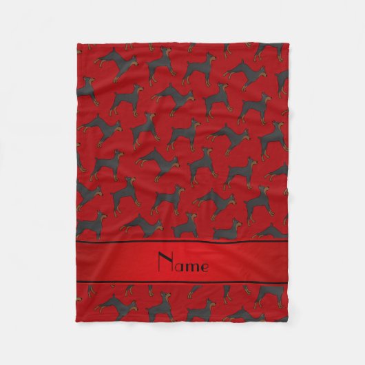 Gepersonaliseerde naam rode doberman pinschers fleece deken (Voorkant)