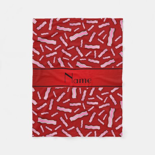 Gepersonaliseerde naam rood baconpatroon fleece deken (Voorkant)