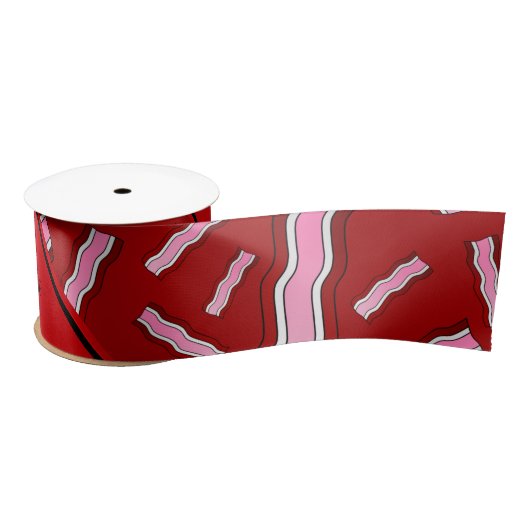 Gepersonaliseerde naam rood baconpatroon lint (Spoel)