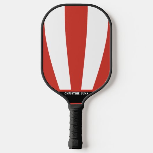 Gepersonaliseerde Naam Rood & Witte Strepen Twee T Pickleball Paddle (Achterkant)