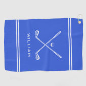 Gepersonaliseerde naam Royal Blue Stripes Stijlvol Golfhanddoek (Horizontaal)