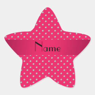 Gepersonaliseerde naam roze diamanten ster sticker
