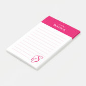 Gepersonaliseerde naam Roze Elegant Monogram Vol Post-it® Notes (Schuin)