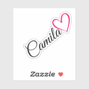 Gepersonaliseerde naam Roze kalligrafie Harttekst Sticker