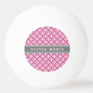 Gepersonaliseerde naam Roze Moderne Circles Patroo Pingpongballen