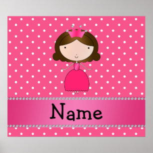 Gepersonaliseerde naam roze prinses roze polka dot poster