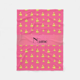 Gepersonaliseerde naam roze rubbereenpatroon fleece deken