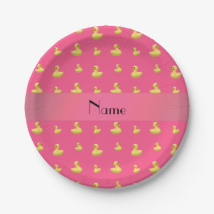 Gepersonaliseerde naam roze rubbereenpatroon papieren bordje