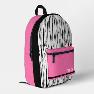 Gepersonaliseerde naam Roze & Zwart Modern Bedrukte Rugzak